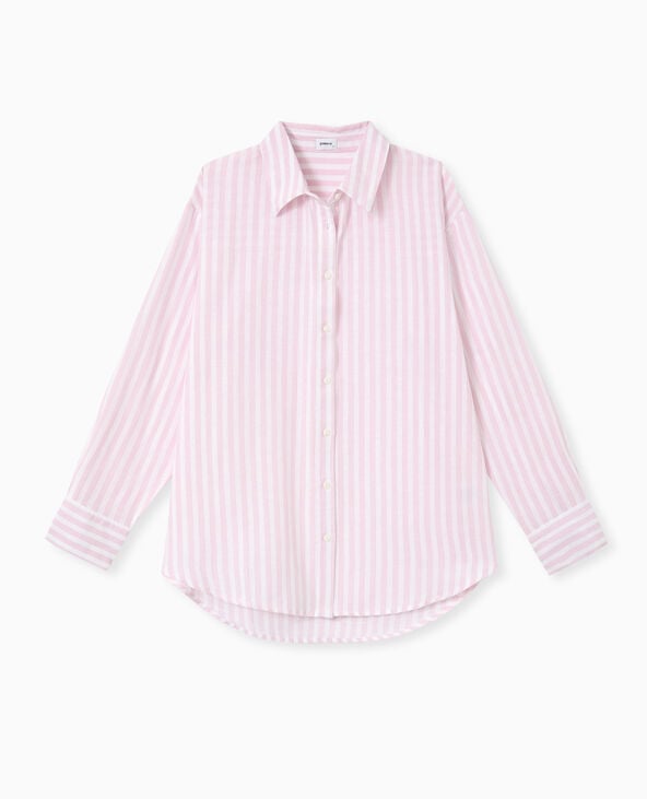 Pimkie Chemise Oversize Rayée Avec Lin - Beige