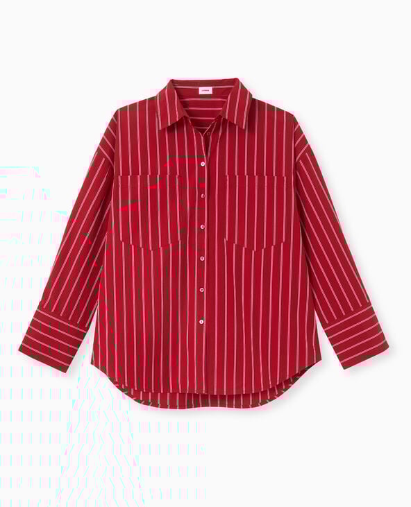 Pimkie Chemise Oversize Rayée Avec Poches - Rouge