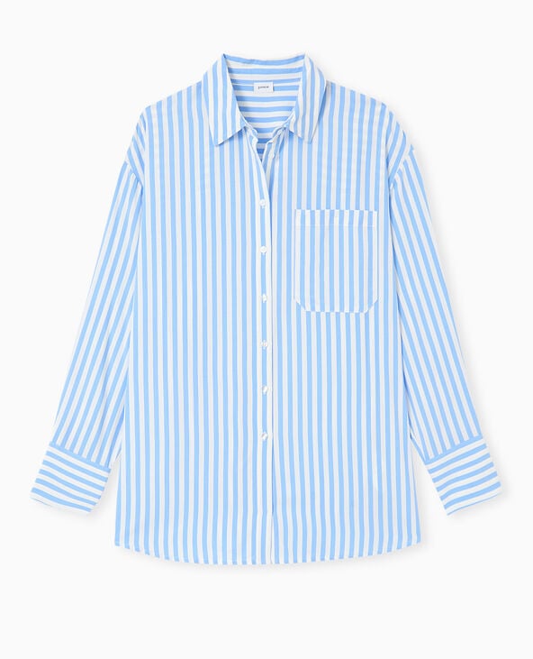 Pimkie Chemise Rayée Oversize En Tissu Fluide - Bleu