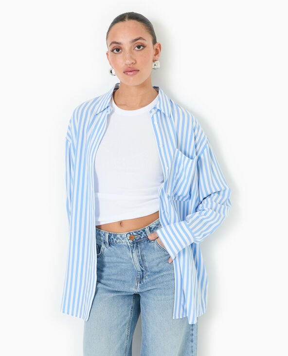 Pimkie Chemise Rayée Oversize En Tissu Fluide - Bleu