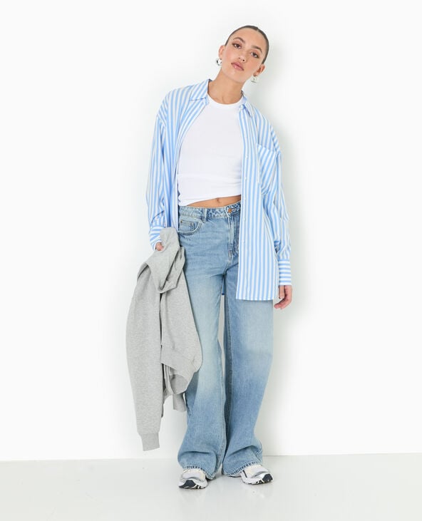 pimkie Chemise rayée oversize en tissu fluide - Bleu