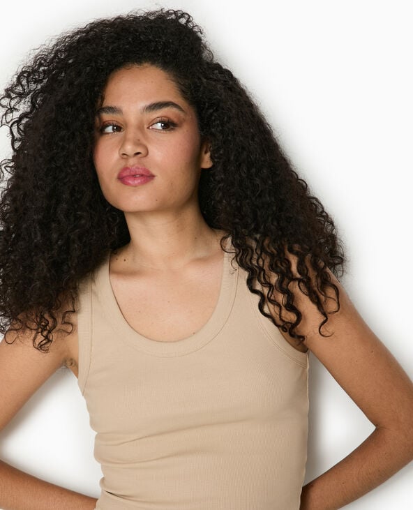 Pimkie Débardeur Court En Maille Côtelée - Beige