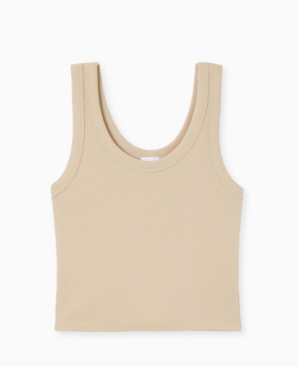 Pimkie Débardeur Court En Maille Côtelée - Beige