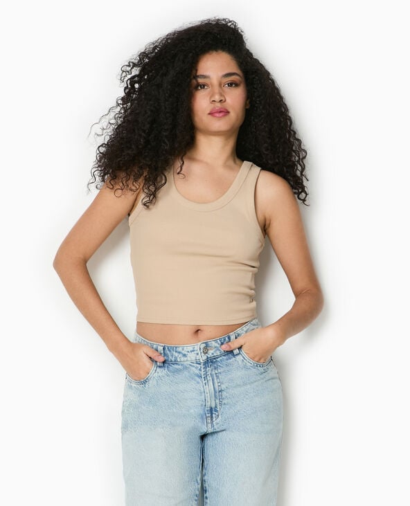 Pimkie Débardeur Court En Maille Côtelée - Beige