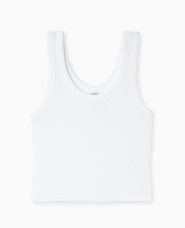 Pimkie Débardeur Court En Maille Côtelée - Blanc