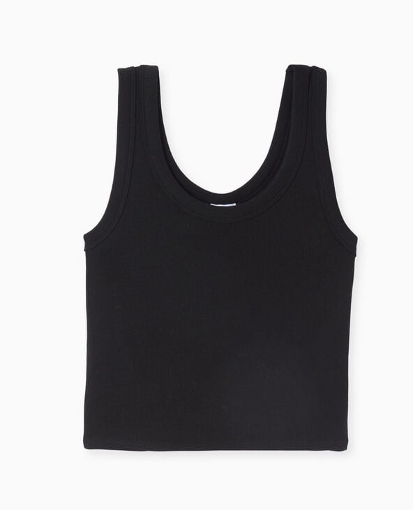 Pimkie Débardeur Court En Maille Côtelée - Noir