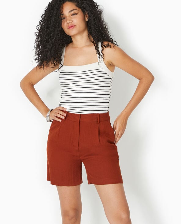 Pimkie Débardeur En Maille Côtelée Rayée - Blanc