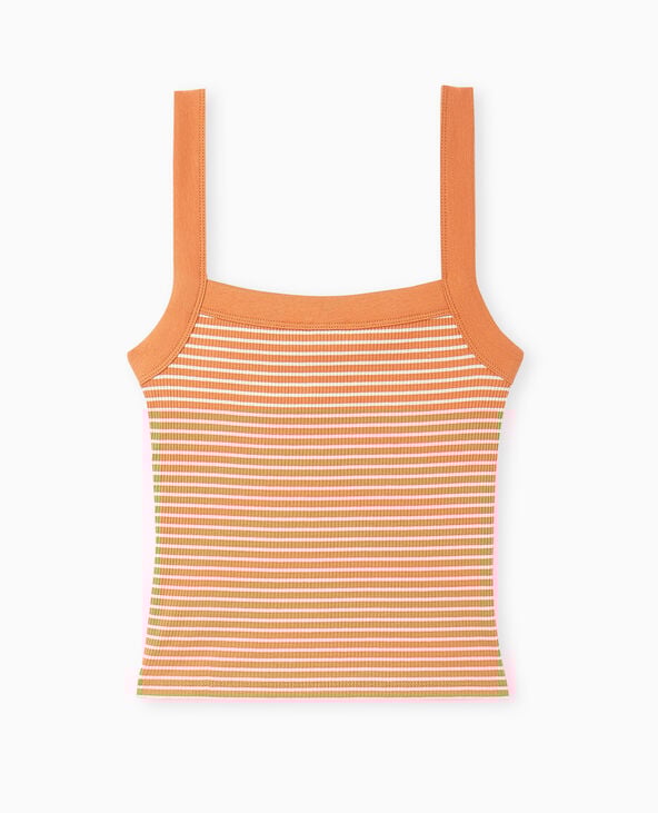 Pimkie Débardeur En Maille Côtelée Rayée - Orange