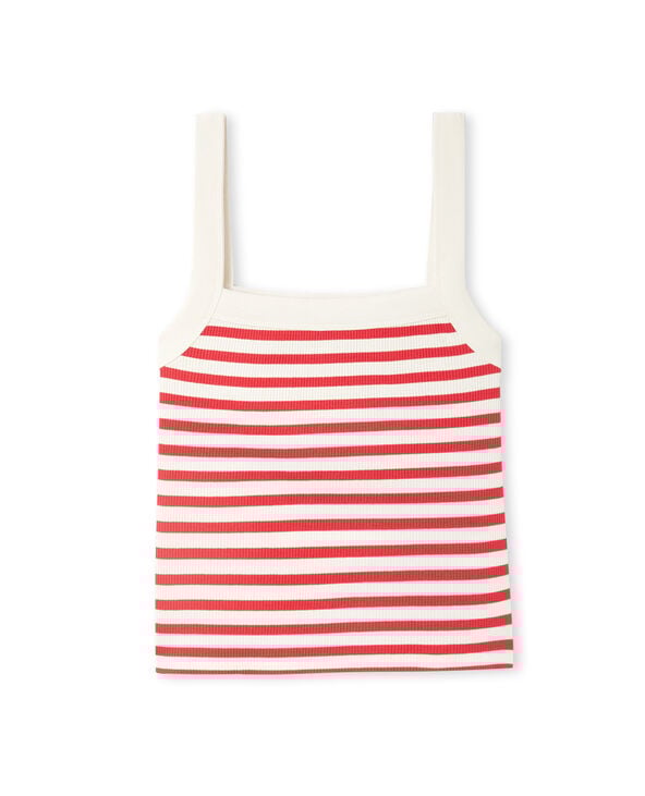 Pimkie Débardeur En Maille Côtelée Rayée - Rouge
