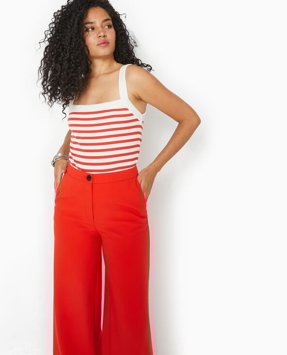 Pimkie Débardeur En Maille Côtelée Rayée - Rouge