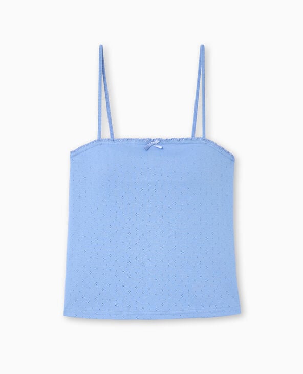 Pimkie Débardeur En Pointelle Fines Bretelles - Bleu