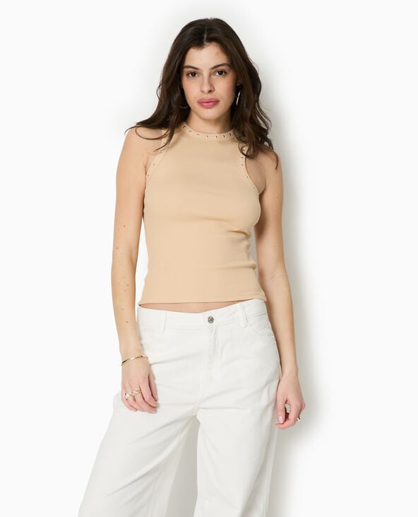 Pimkie Débardeur Maille Côtelée Avec Clous - Doré