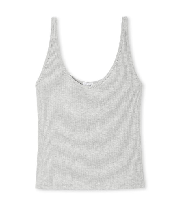 Pimkie Débardeur Maille Côtelée Col V - Gris Chiné