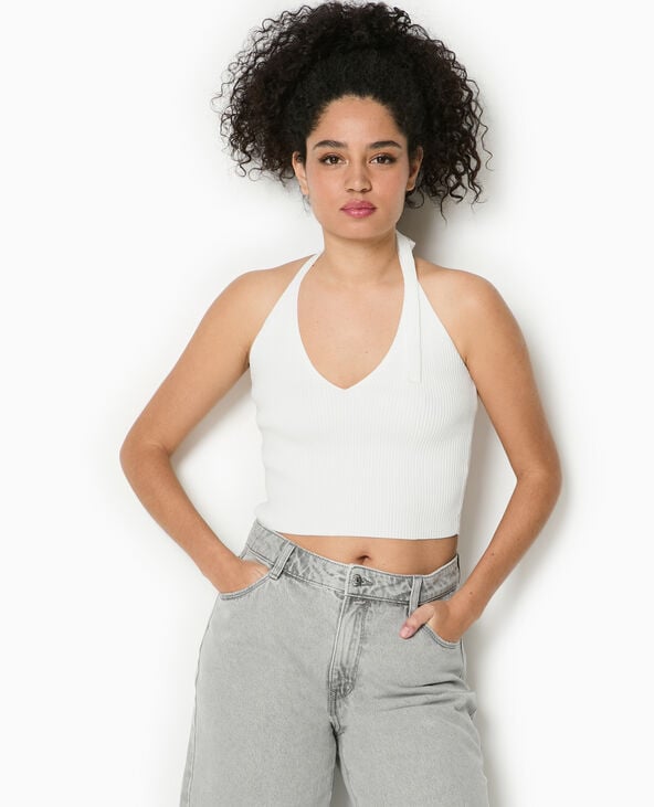 Pimkie Dos-nu En Maille Tricot - Blanc