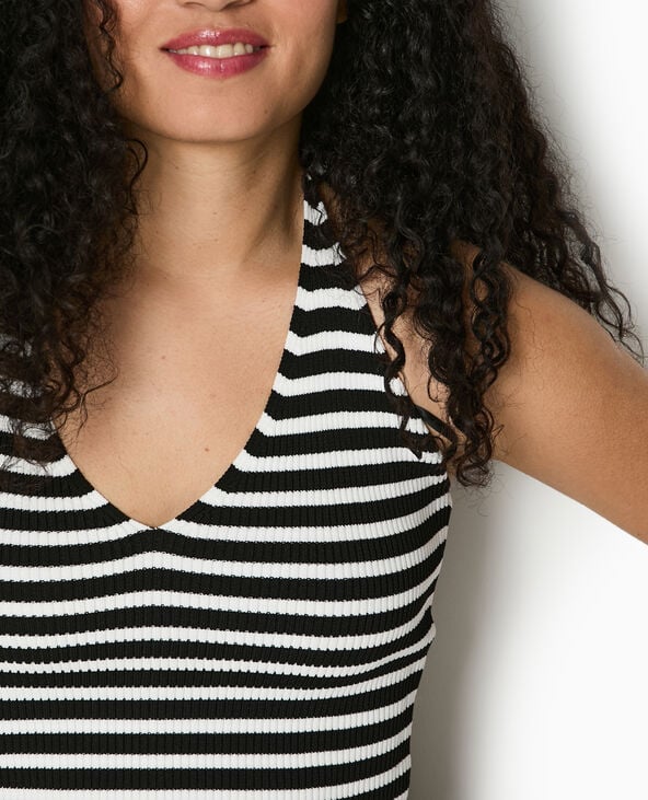 Pimkie Dos-nu En Maille Tricot Rayée - Noir