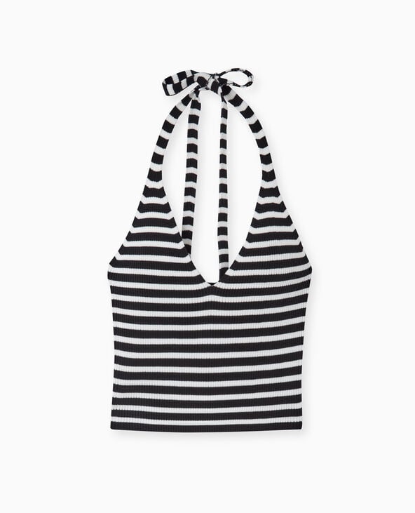 Pimkie Dos-nu En Maille Tricot Rayée - Noir