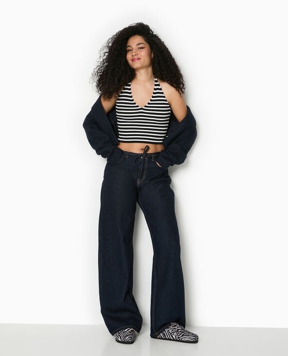 Pimkie Dos-nu En Maille Tricot Rayée - Noir