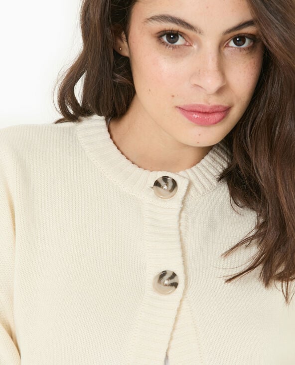 Pimkie Gilet Col Rond Avec Gros Boutons - Blanc