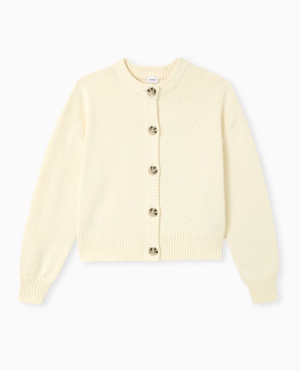 Pimkie Gilet Col Rond Avec Gros Boutons - Blanc