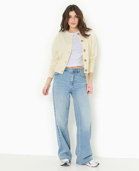 pimkie Gilet col rond avec gros boutons - Blanc