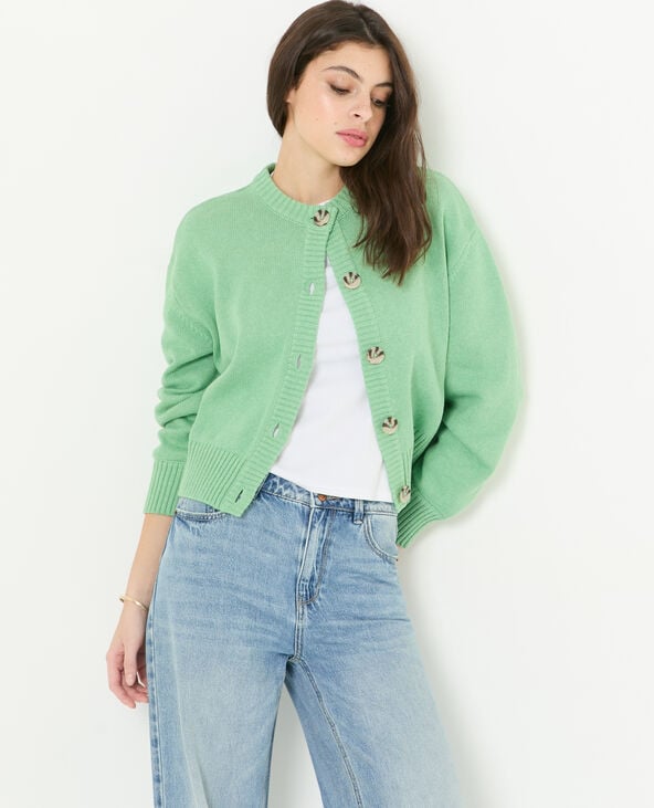 Pimkie Gilet Col Rond Avec Gros Boutons - Vert