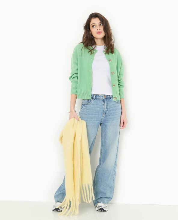 pimkie Gilet col rond avec gros boutons - Vert