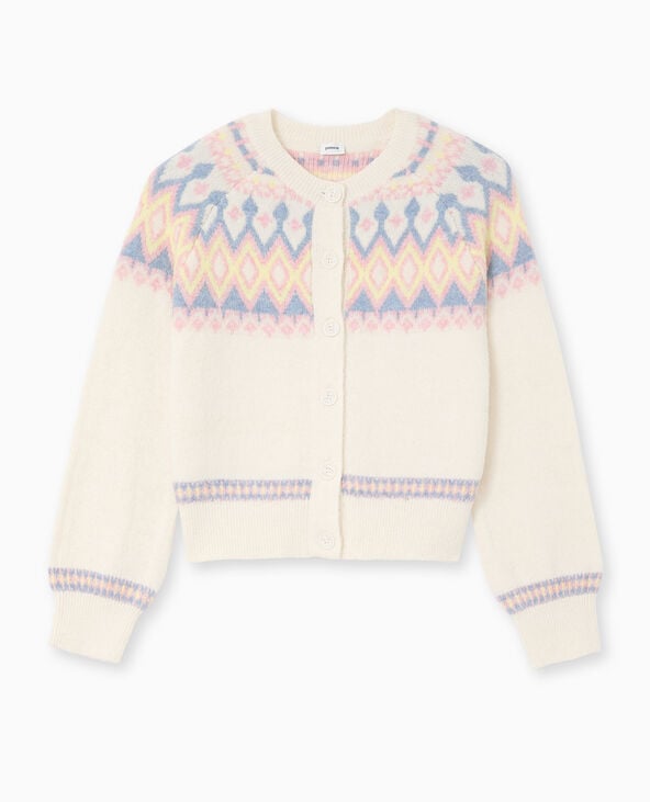 Pimkie Gilet Col Rond Motif Jacquard - Blanc