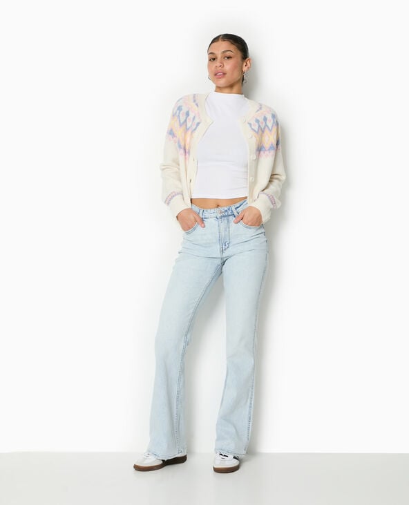 pimkie Gilet col rond motif jacquard - Blanc