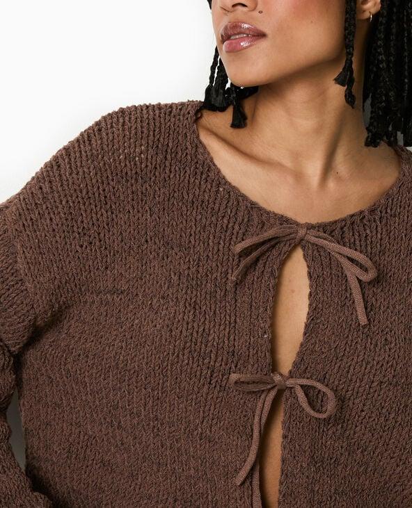 Pimkie Gilet Court Avec Nouettes Devant - Marron