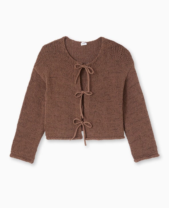 Pimkie Gilet Court Avec Nouettes Devant - Marron