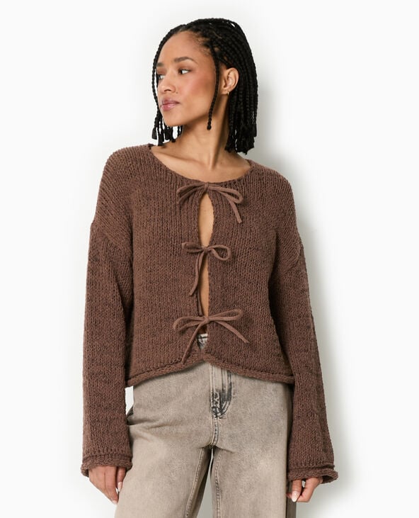 Pimkie Gilet Court Avec Nouettes Devant - Marron