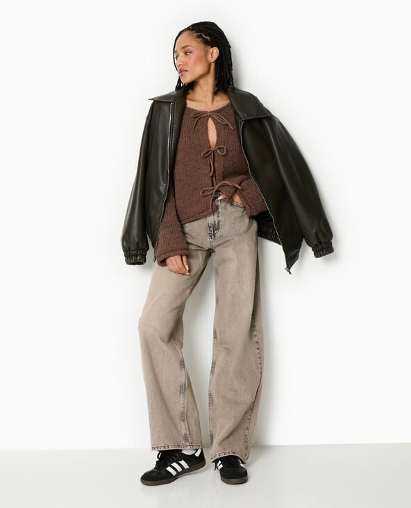 pimkie Gilet court avec nouettes devant - Marron