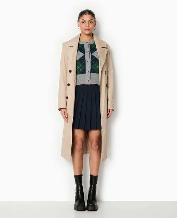 pimkie Gilet court motif losanges - Gris chiné