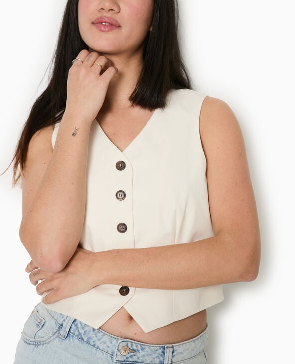 Pimkie Gilet De Barman Boutonné - Blanc