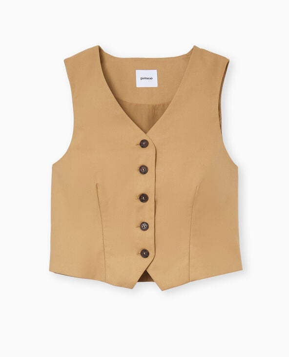 Pimkie Gilet De Barman Boutonné - Camel
