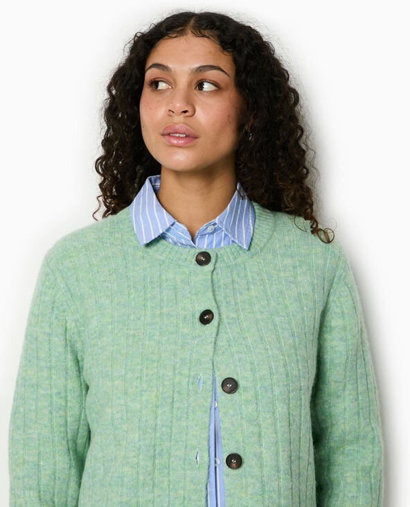 Pimkie Gilet En Maille Côtes Plates - Vert