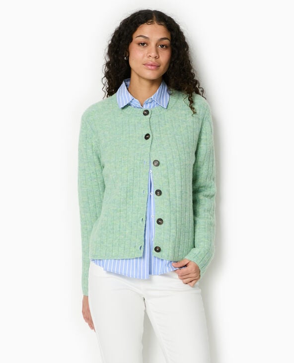 Pimkie Gilet En Maille Côtes Plates - Vert