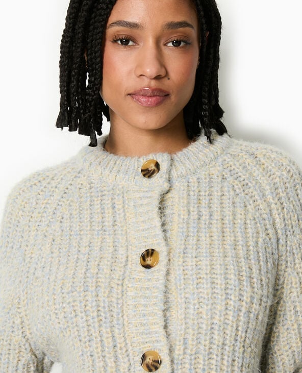 Pimkie Gilet Grosse Maille Moulinée - Bleu Clair