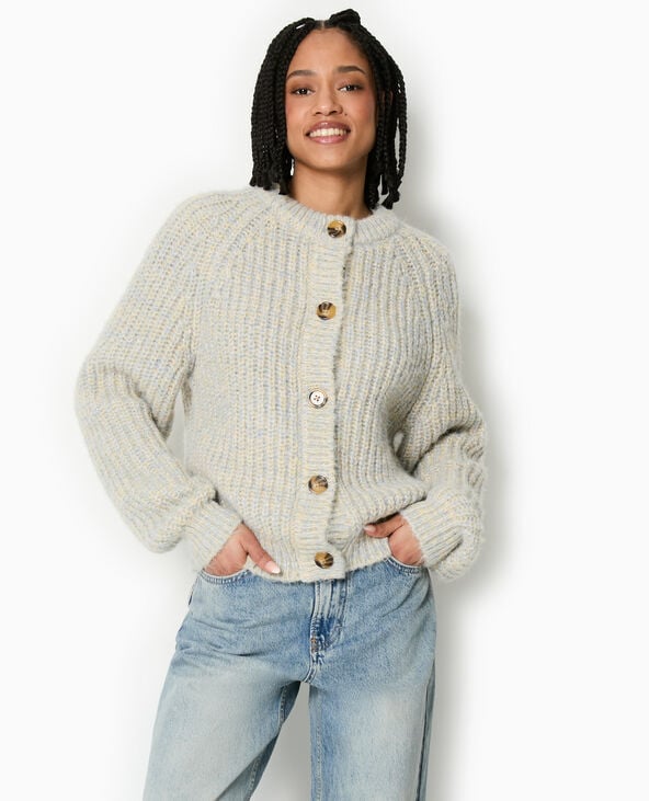 Pimkie Gilet Grosse Maille Moulinée - Bleu Clair