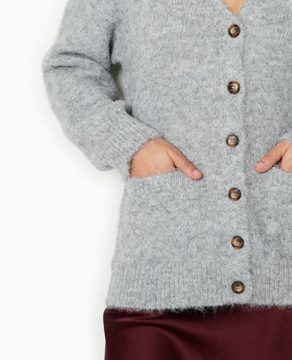 Pimkie Gilet Long En Maille Douce Et Poilue - Gris