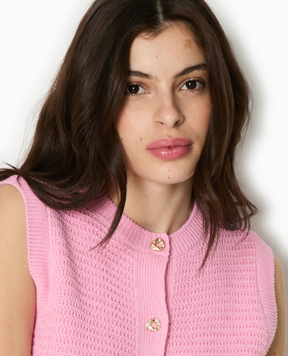 Pimkie Gilet Sans Manches Boutons Métal - Rose