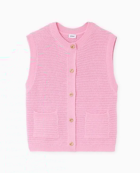 Pimkie Gilet Sans Manches Boutons Métal - Rose