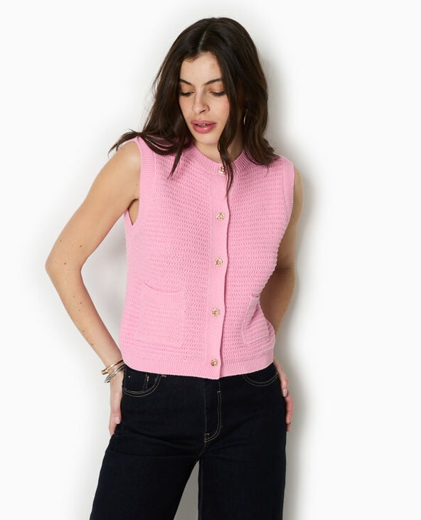 Pimkie Gilet Sans Manches Boutons Métal - Rose