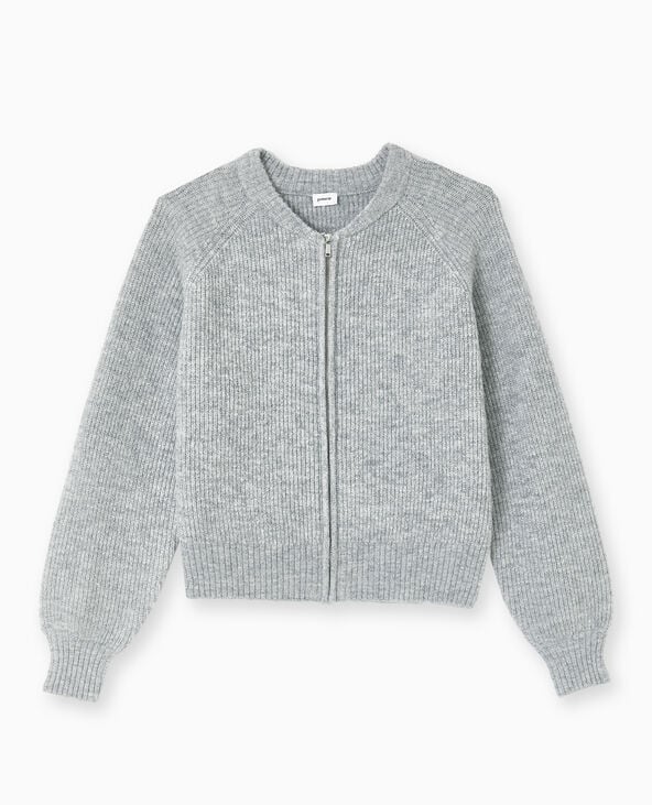 Pimkie Gilet Zippé En Maille - Gris Chiné