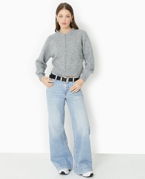 pimkie Gilet zippé en maille - Gris chiné