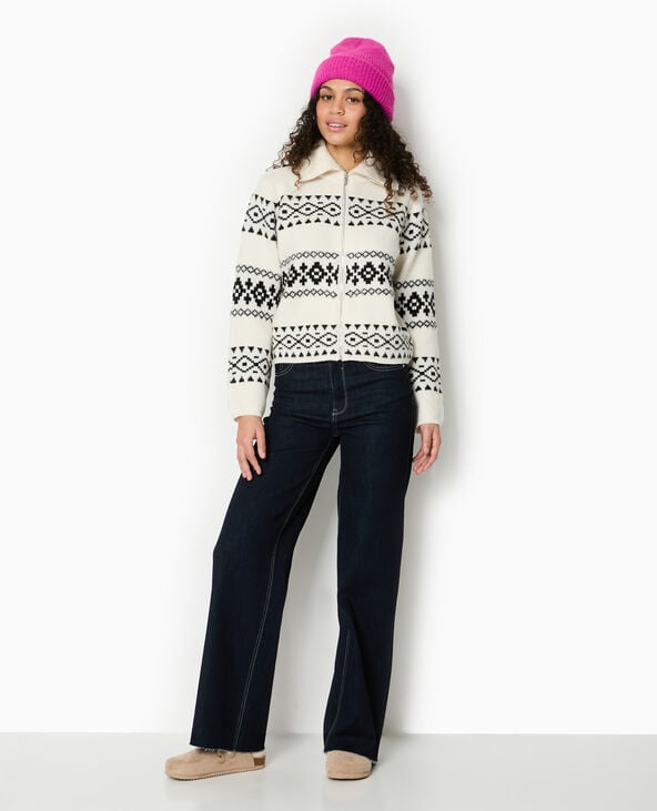 pimkie Gilet zippé motif jacquard - Blanc