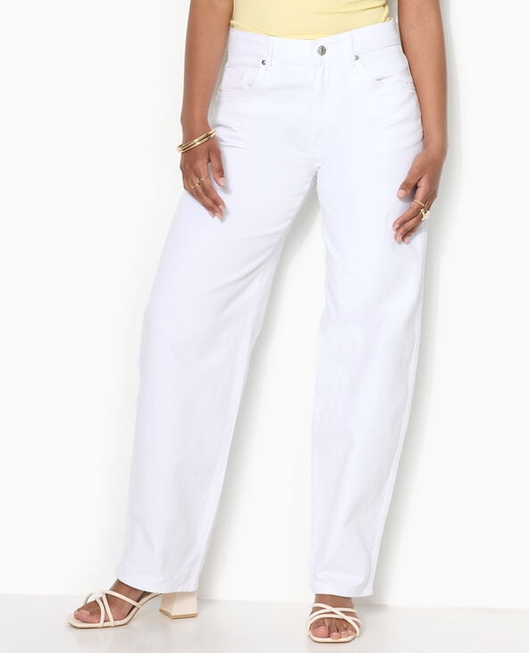 Pimkie Jean Barrel Taille Haute - Blanc