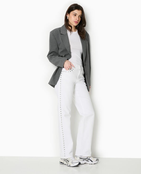 Pimkie Jean Straight Taille Basse Avec Clous - Blanc