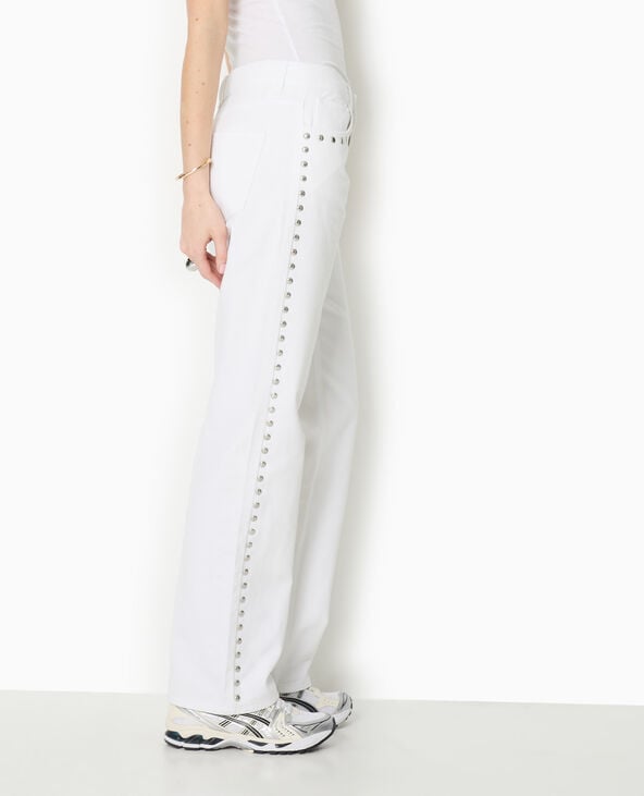 pimkie Jean straight taille basse avec clous - Blanc