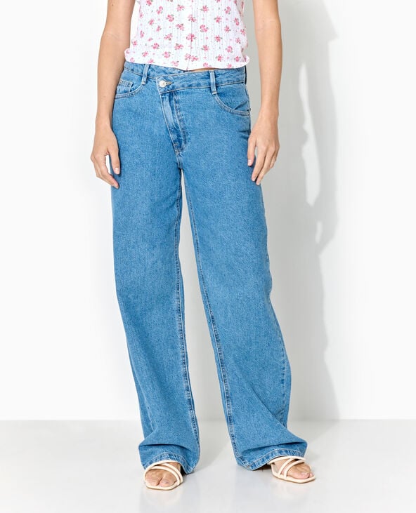 Pimkie Jean Straight Taille Croisée - Bleu